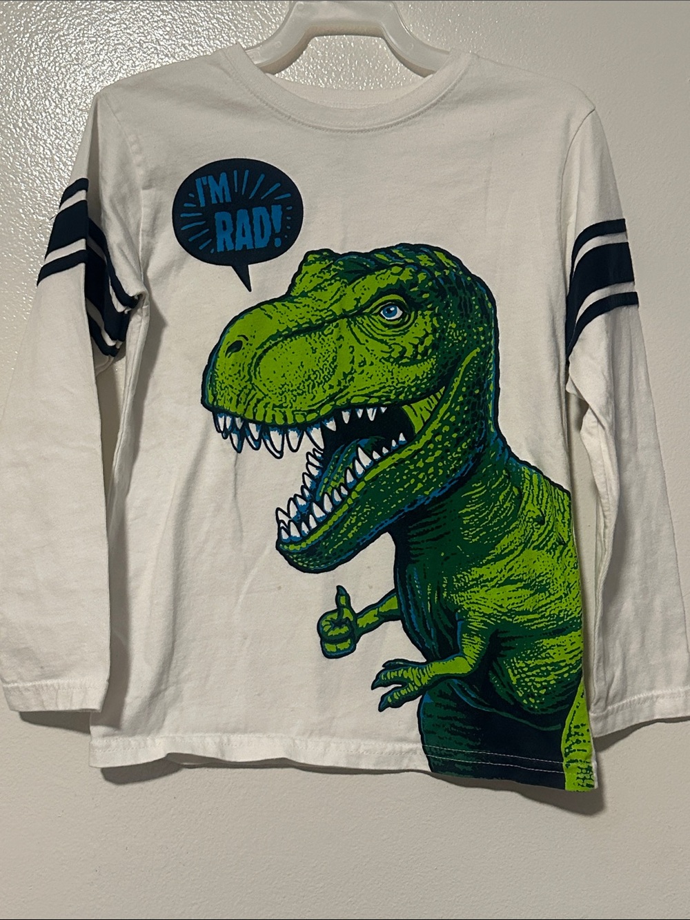 Garanimals White Long-Sleeve Tee with Green Dino Graphic